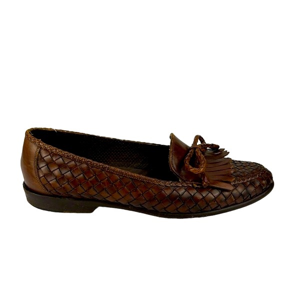 Cole Haan Other - BRAGANO by COLE HAAN Vintage Woven Leather Tassel Penny Loafers Made in ITALY
